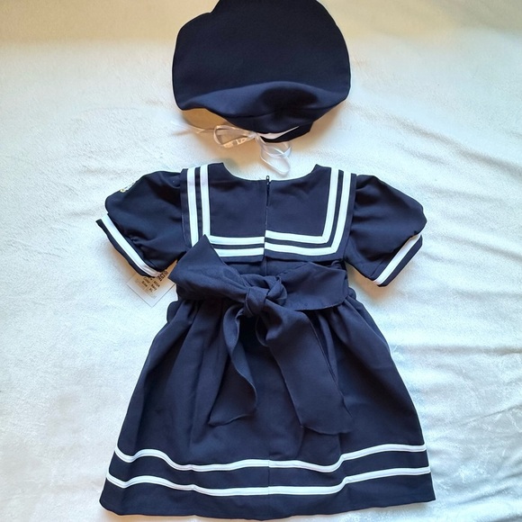 Spring Notion Baby Toddler Girls Nautical Sailor Dress & Hat 18-24M NWT Navy - Picture 2 of 7